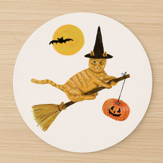 Halloween Orange Tabby Cat Mousepad - MerikaArt