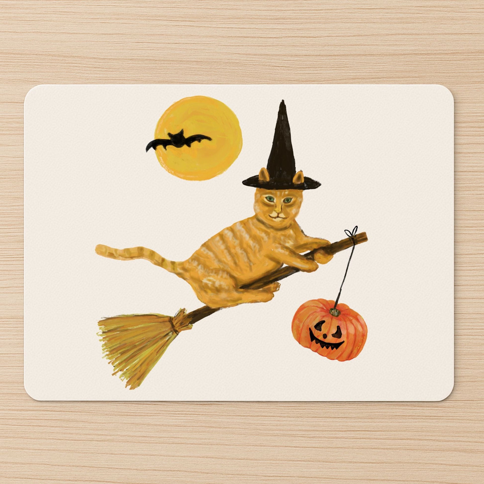 Halloween Orange Tabby Cat Mousepad - MerikaArt