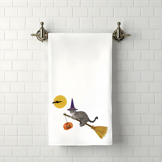 Halloween Witch Cat Bathroom Towel - MerikaArt
