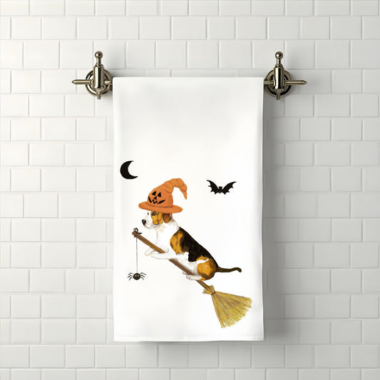 Halloween Witch Dog Bathroom Towel - MerikaArt