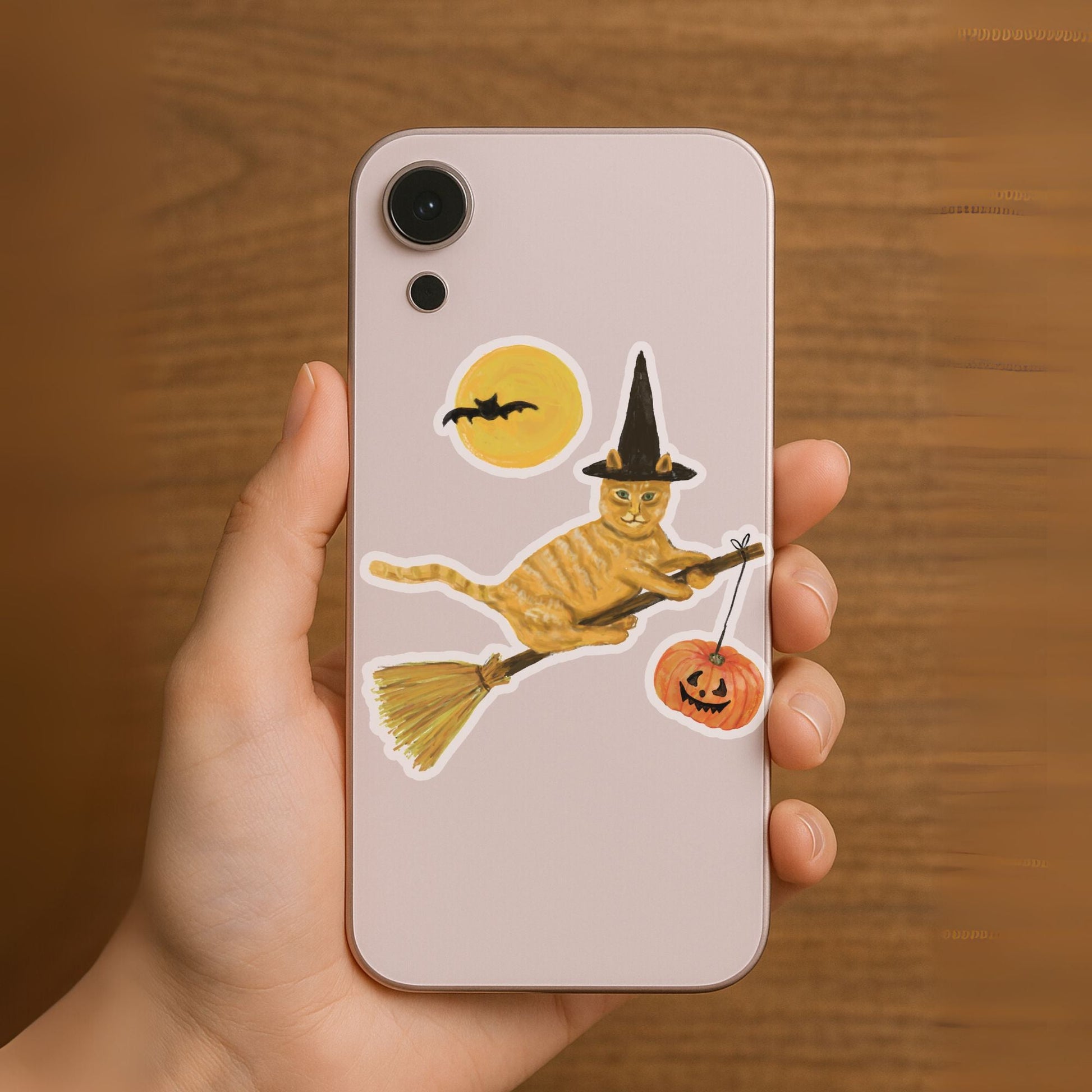 Halloween Witch Ginger Tabby Cat Sticker - MerikaArt