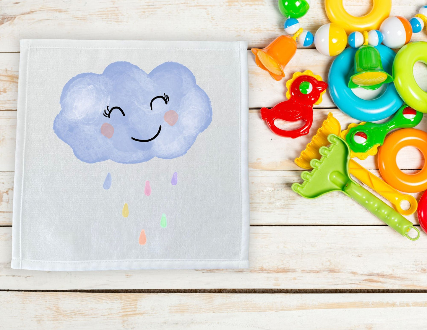 Happy Rain Cloud Washcloth - MerikaArt