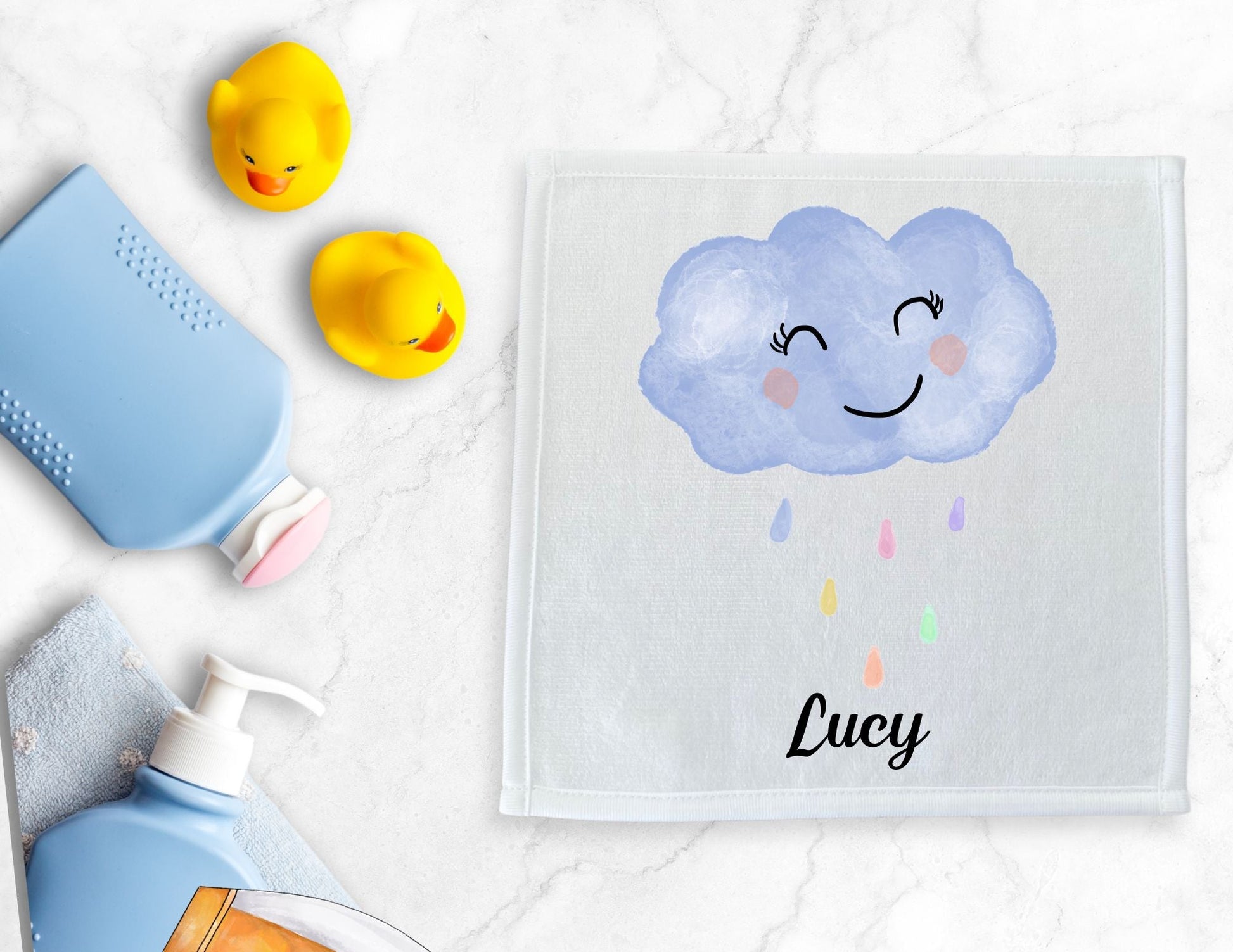 Happy Rain Cloud Washcloth - MerikaArt