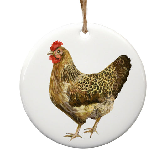 Hen Ceramic Christmas Ornament - MerikaArt