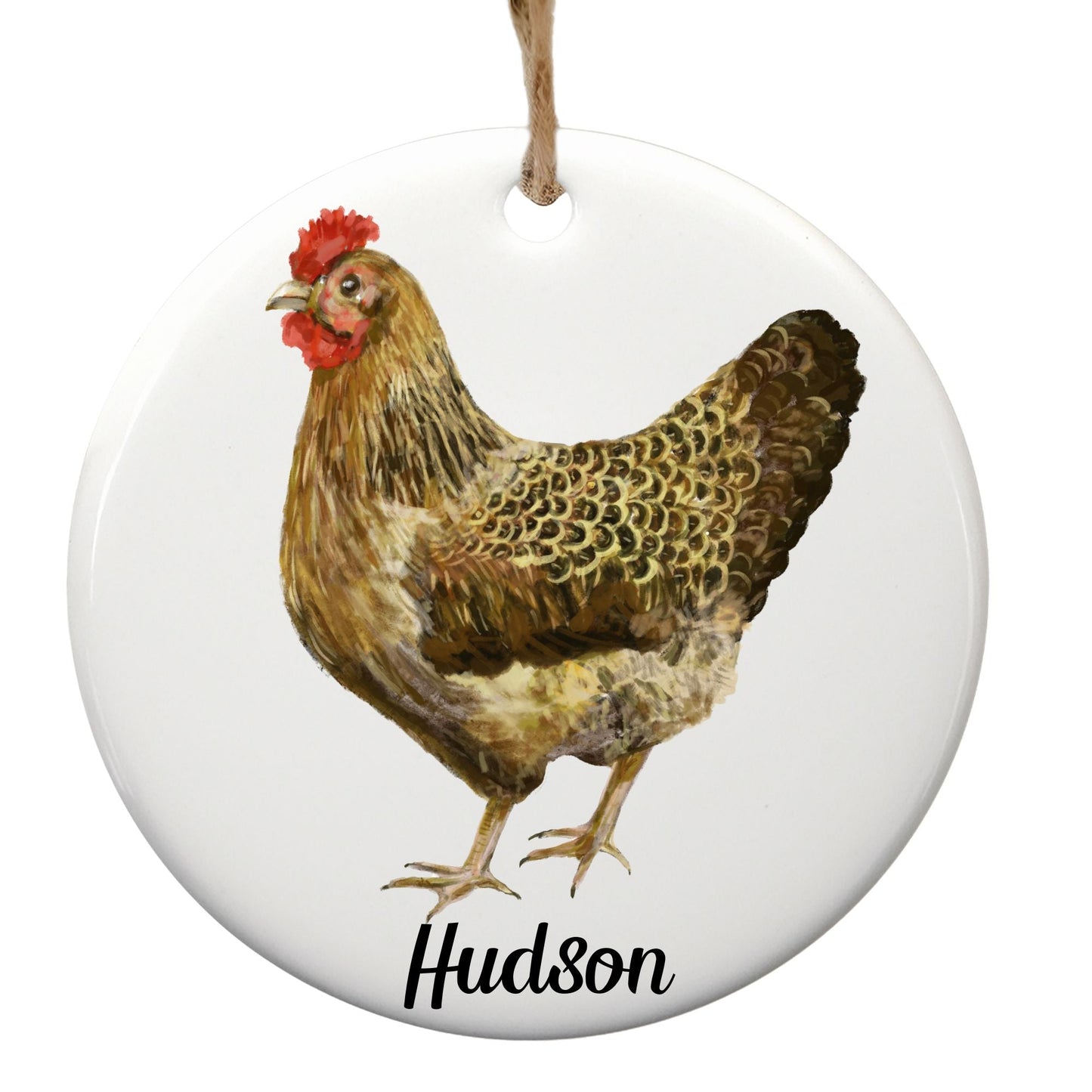 Hen Ceramic Christmas Ornament - MerikaArt