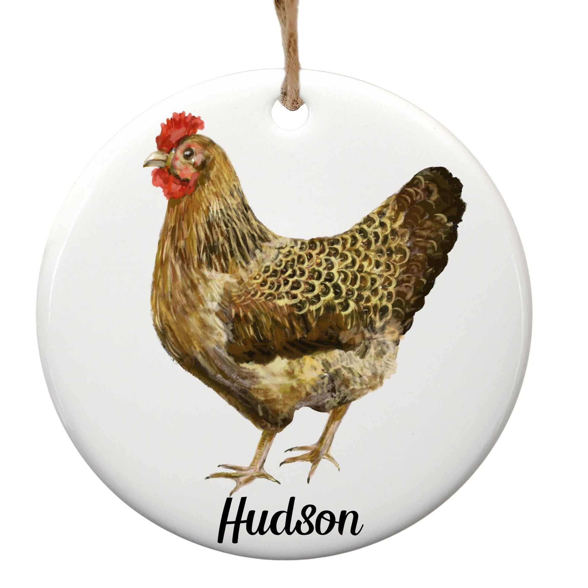 Hen Ceramic Christmas Ornament - MerikaArt