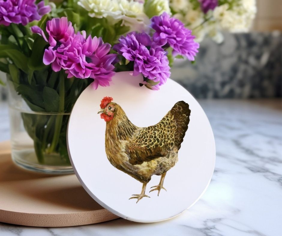 Hen Ceramic Coaster - MerikaArt