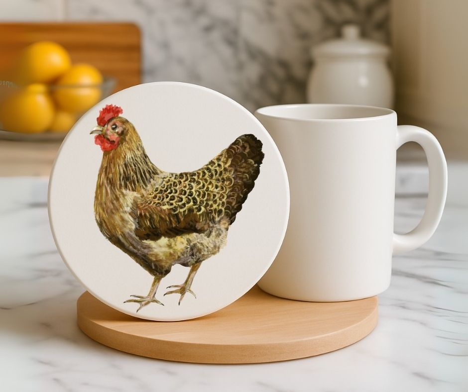 Hen Ceramic Coaster - MerikaArt