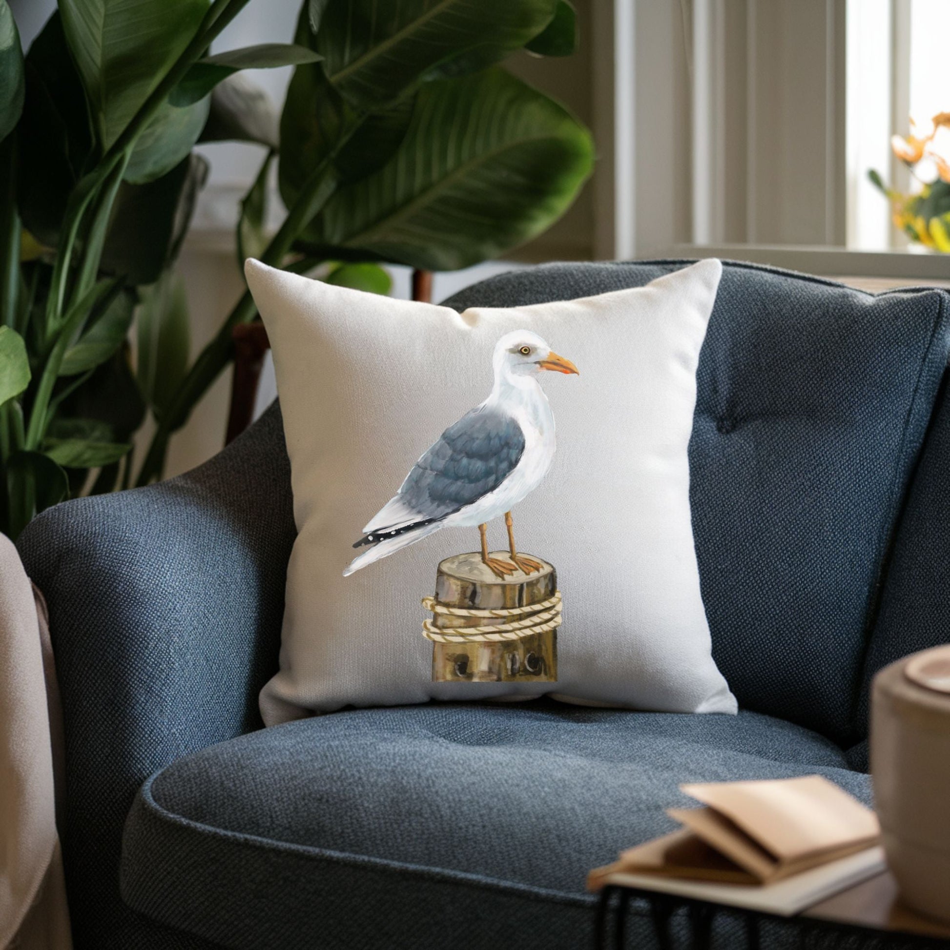 Herring Gull Coastal Pillow - MerikaArt
