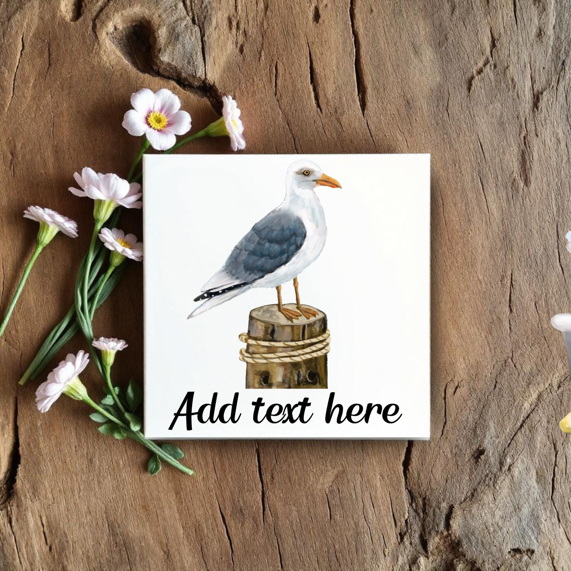 Herring Gull on Dock Ceramic Tile - MerikaArt