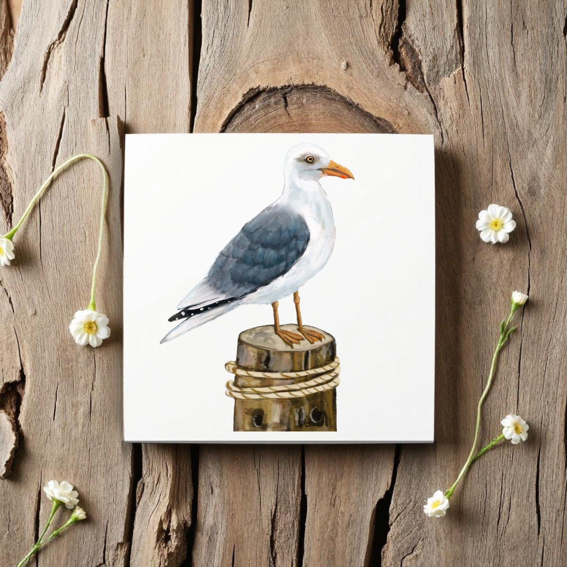 Herring Gull on Dock Ceramic Tile - MerikaArt