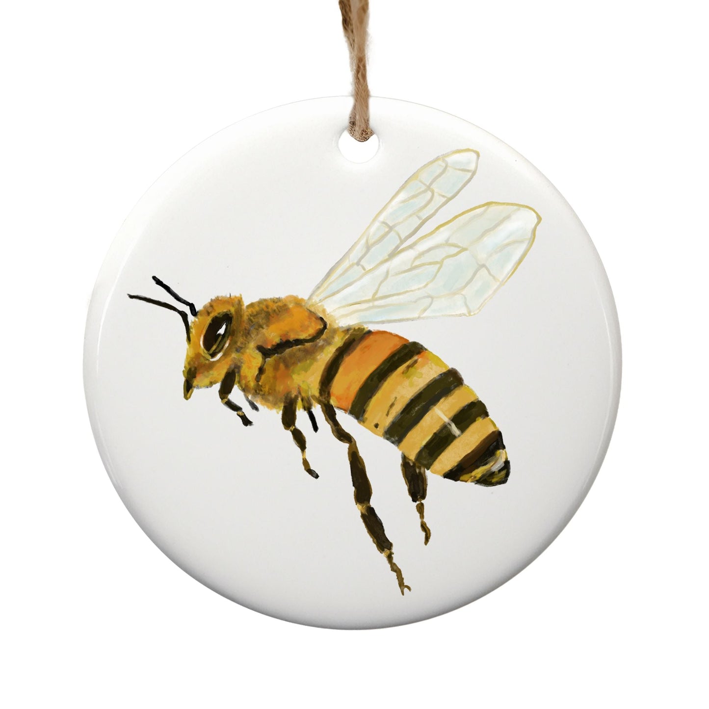 Honey Bee Ceramic Christmas Ornament - MerikaArt