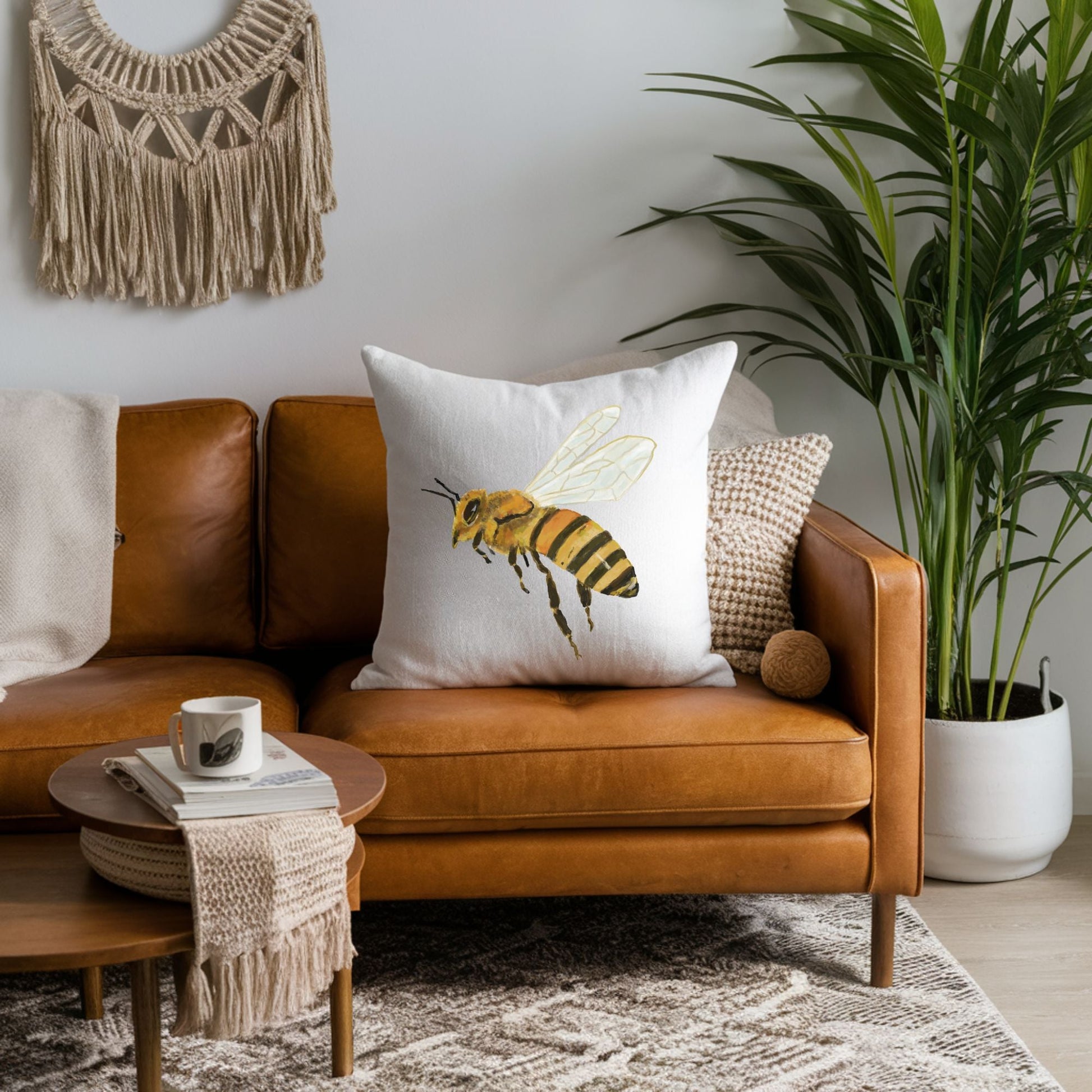 Honey Bee Pillow - MerikaArt
