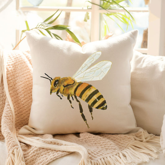 Honey Bee Pillow - MerikaArt