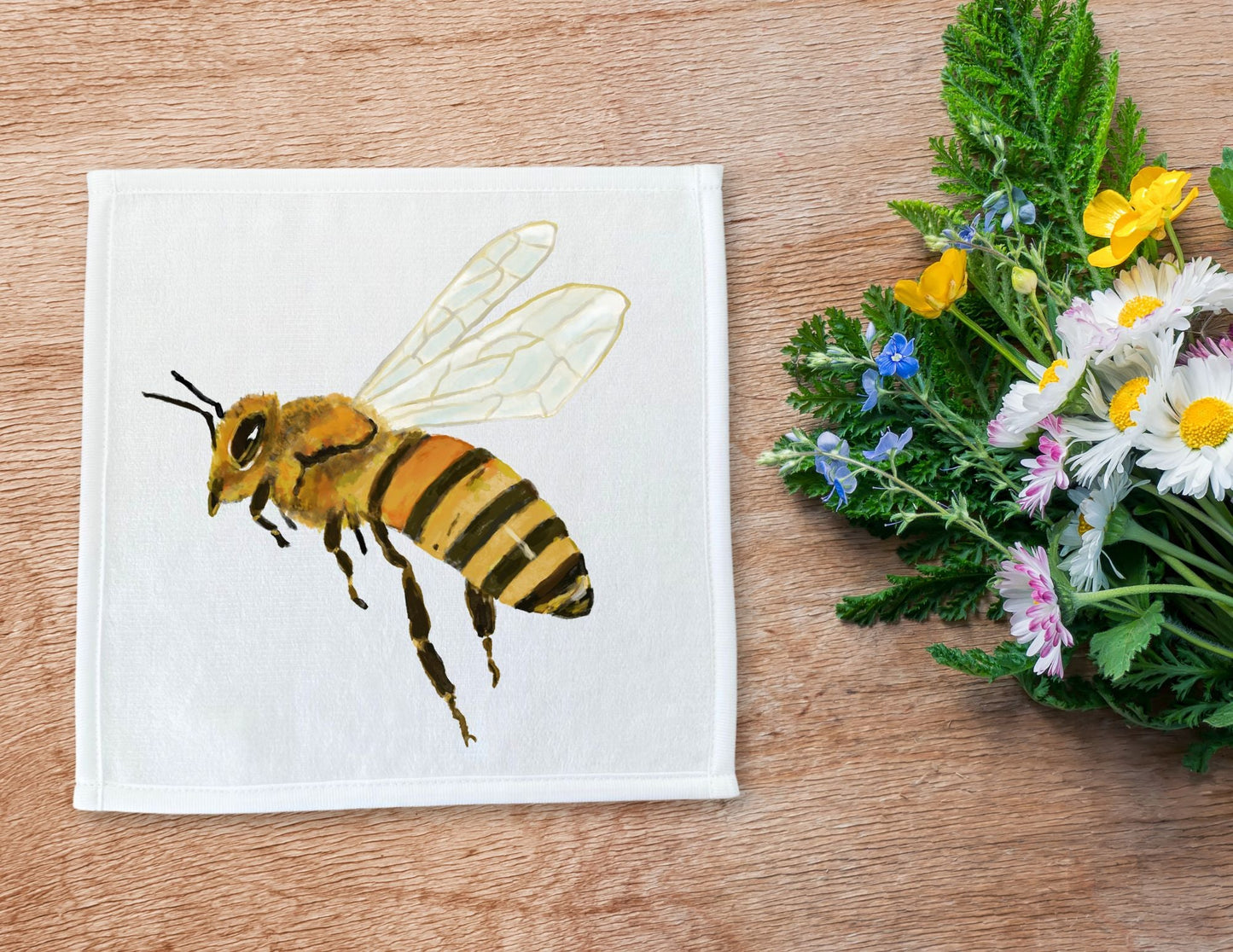 Honey Bee Washcloth - MerikaArt