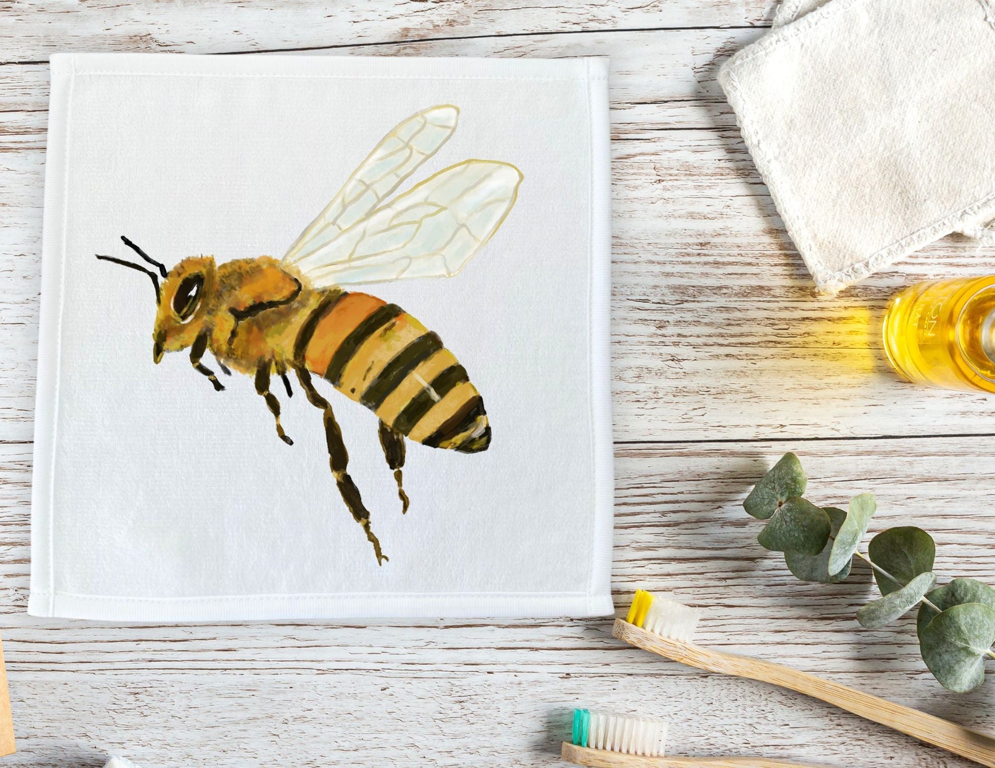 Honey Bee Washcloth - MerikaArt