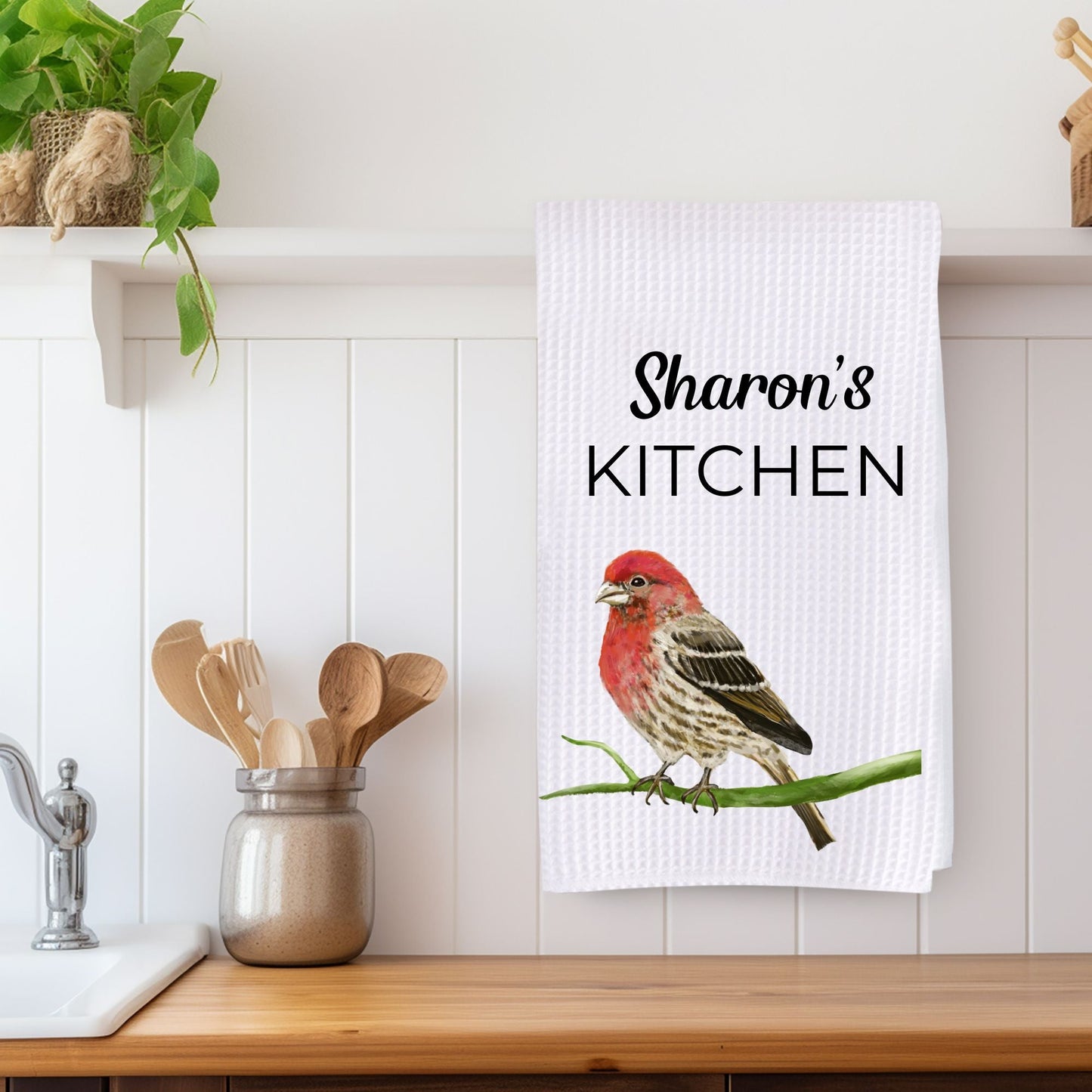 House Finch Art Kitchen Towel - MerikaArt