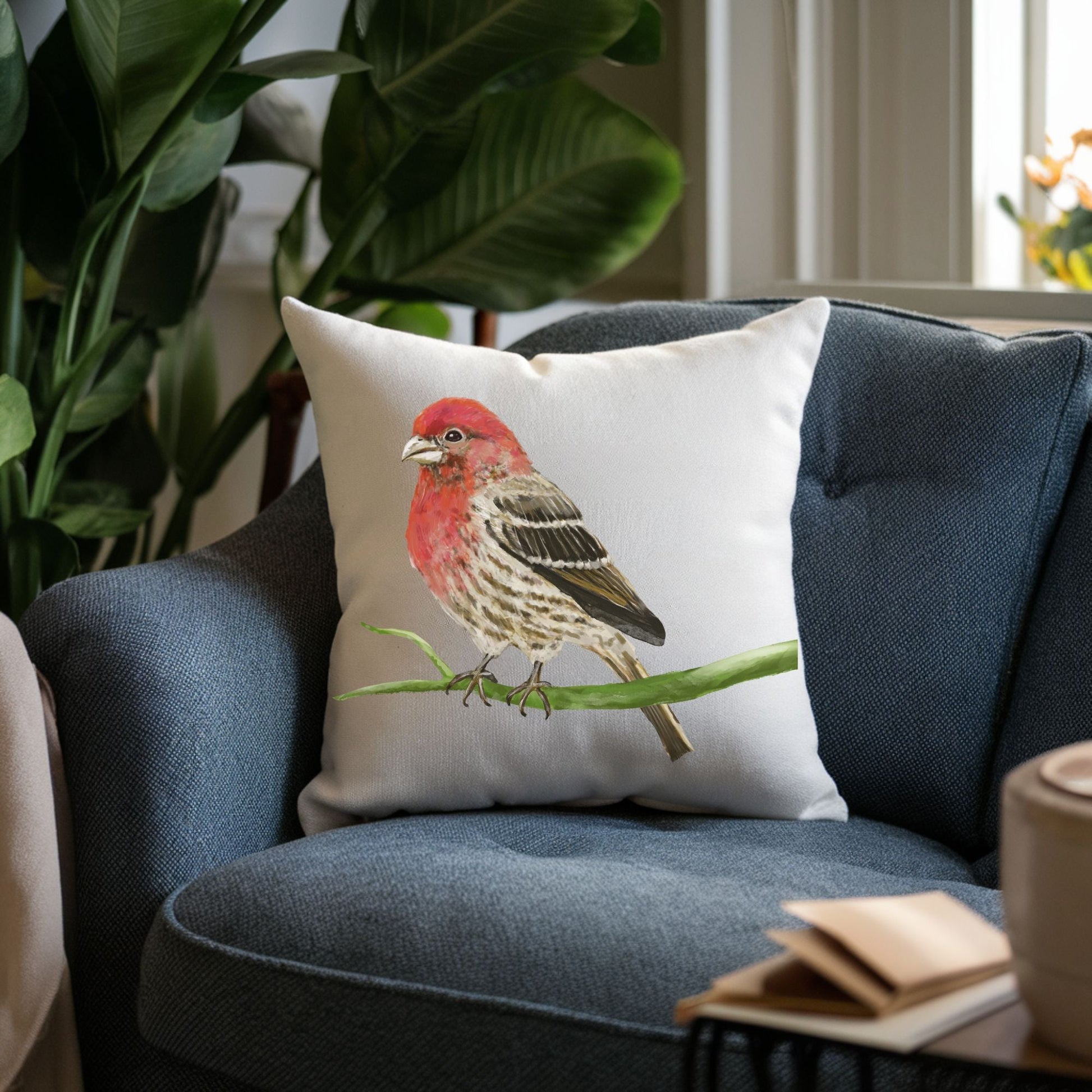 House Finch Bird Pillow - MerikaArt