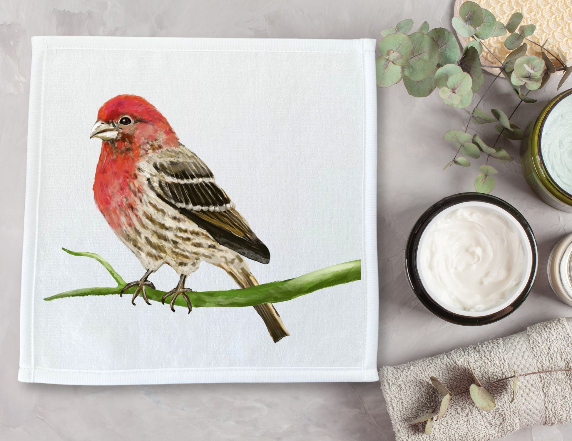 House Finch Bird Washcloth - MerikaArt