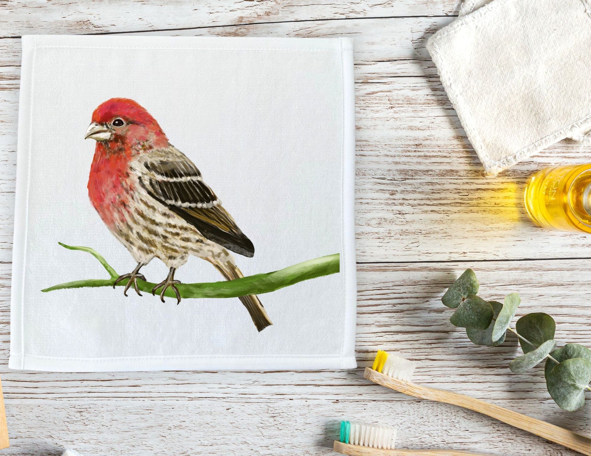 House Finch Bird Washcloth - MerikaArt