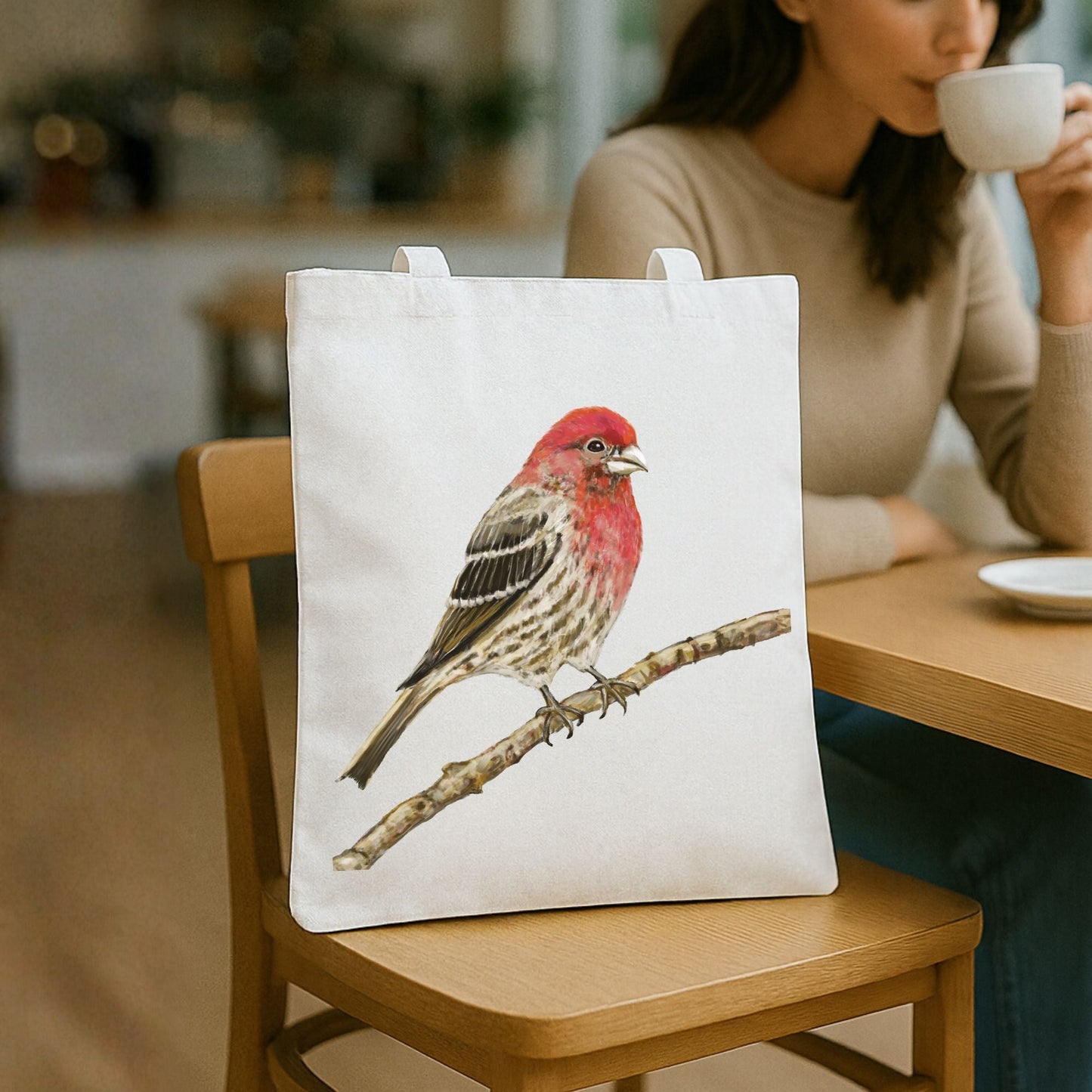 House Finch Canvas Tote Bag - MerikaArt