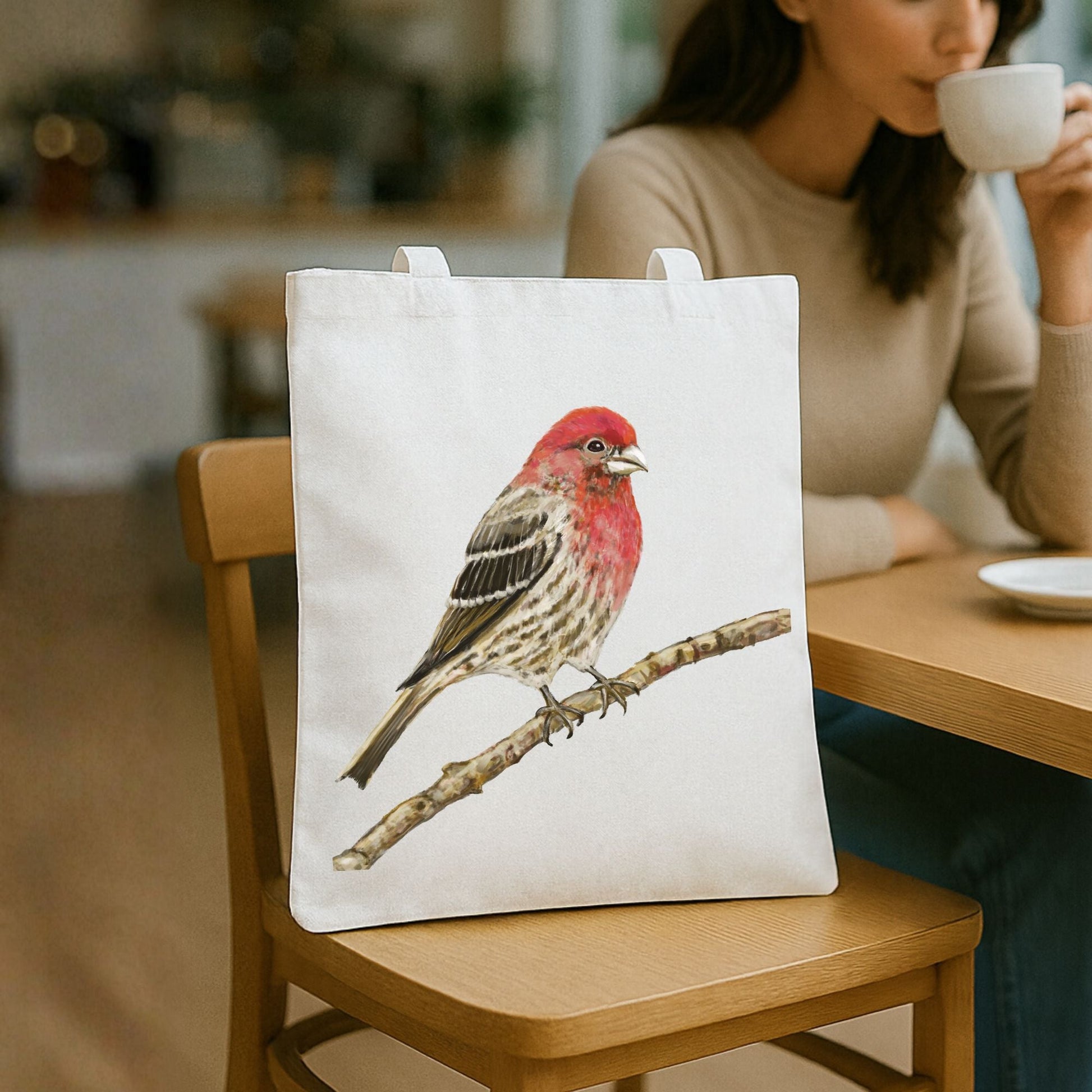 House Finch Canvas Tote Bag - MerikaArt