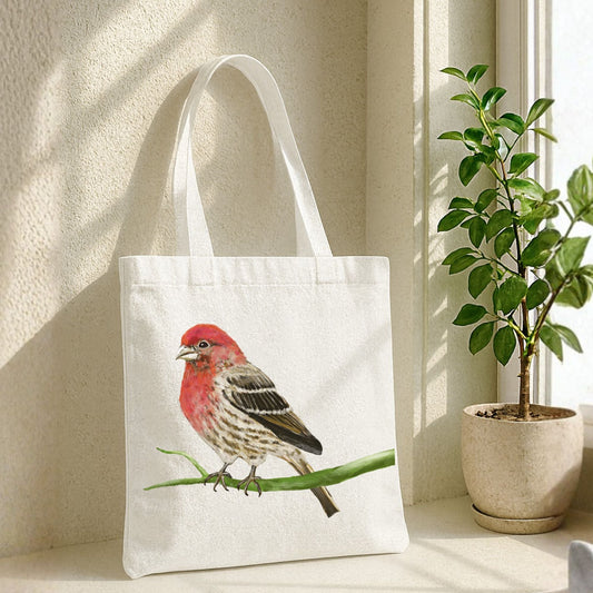 House Finch Canvas Tote Bag - MerikaArt