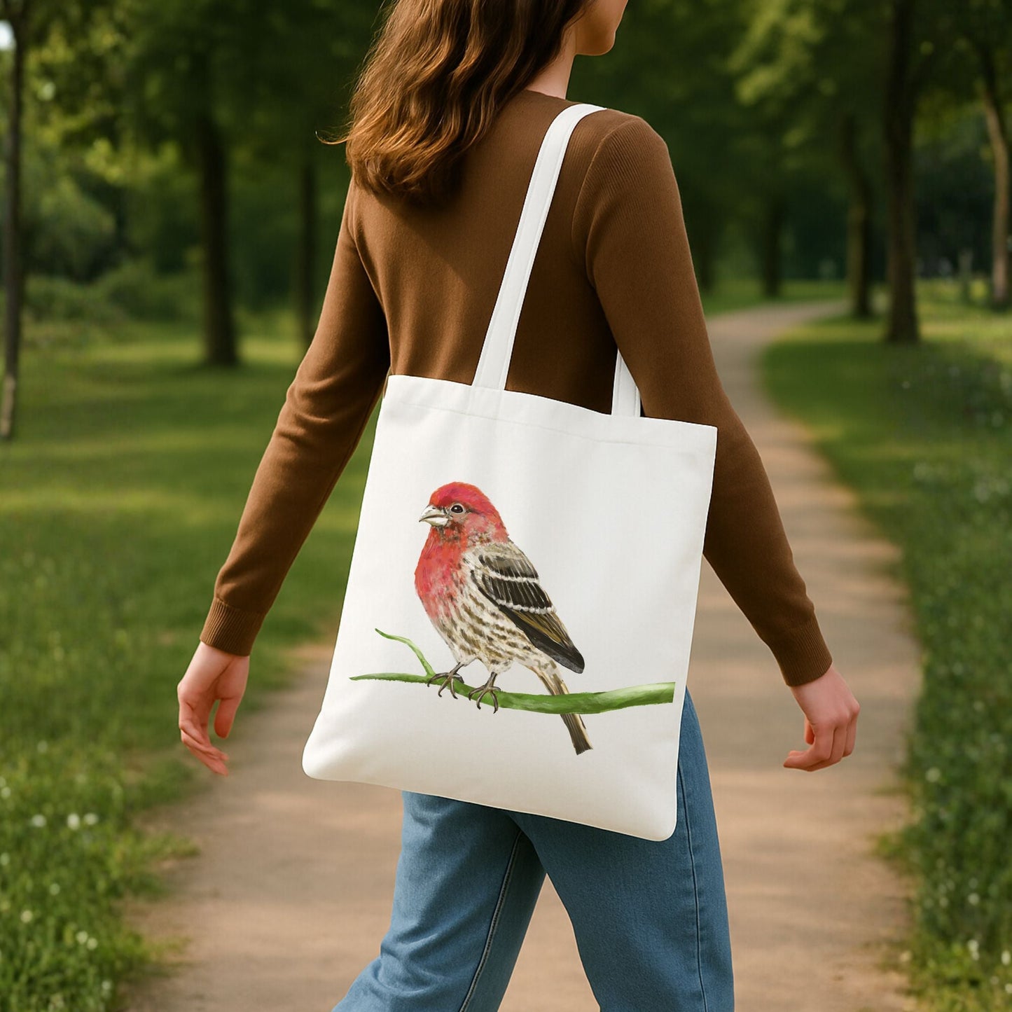 House Finch Canvas Tote Bag - MerikaArt