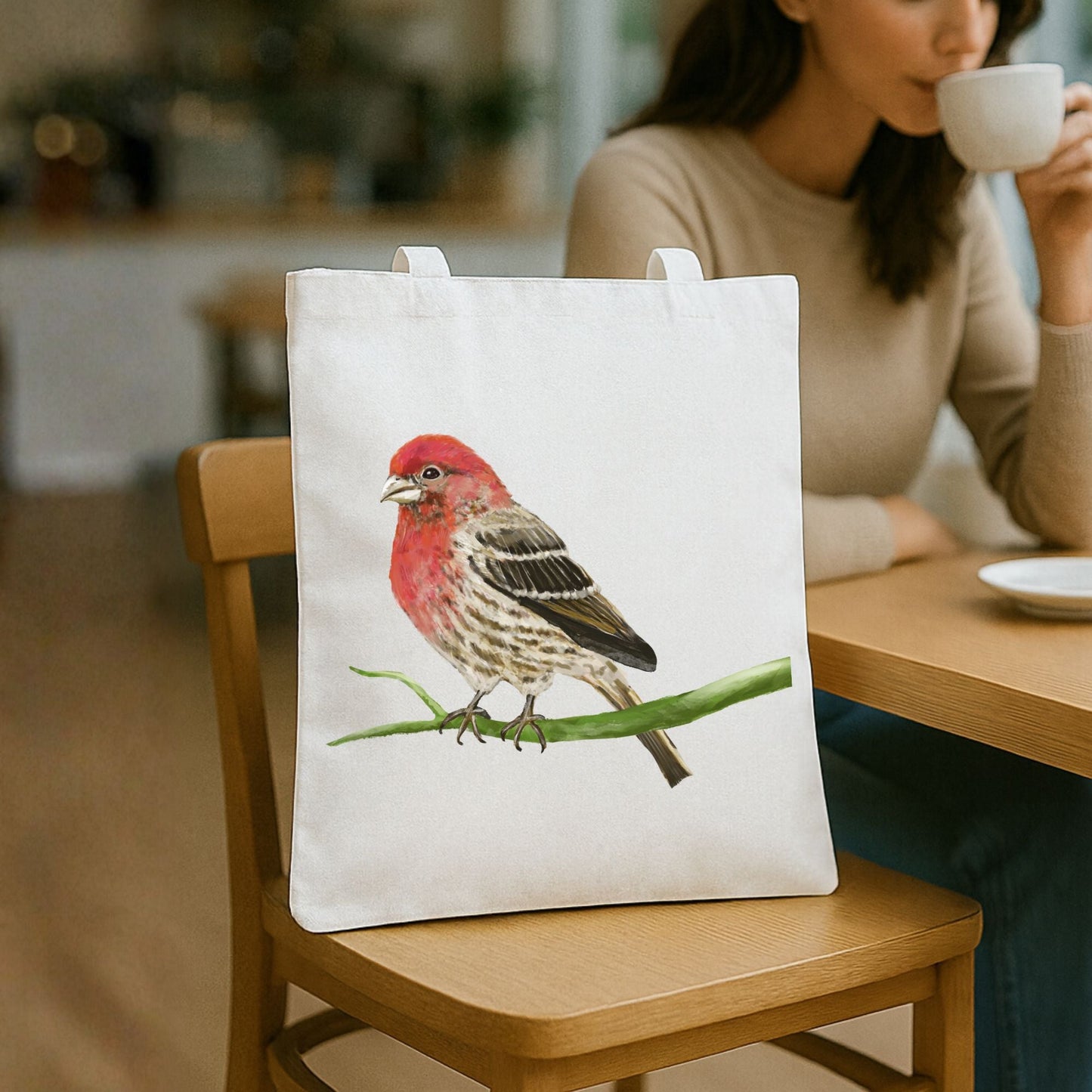 House Finch Canvas Tote Bag - MerikaArt