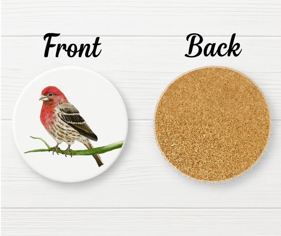 House Finch Ceramic Coaster - MerikaArt