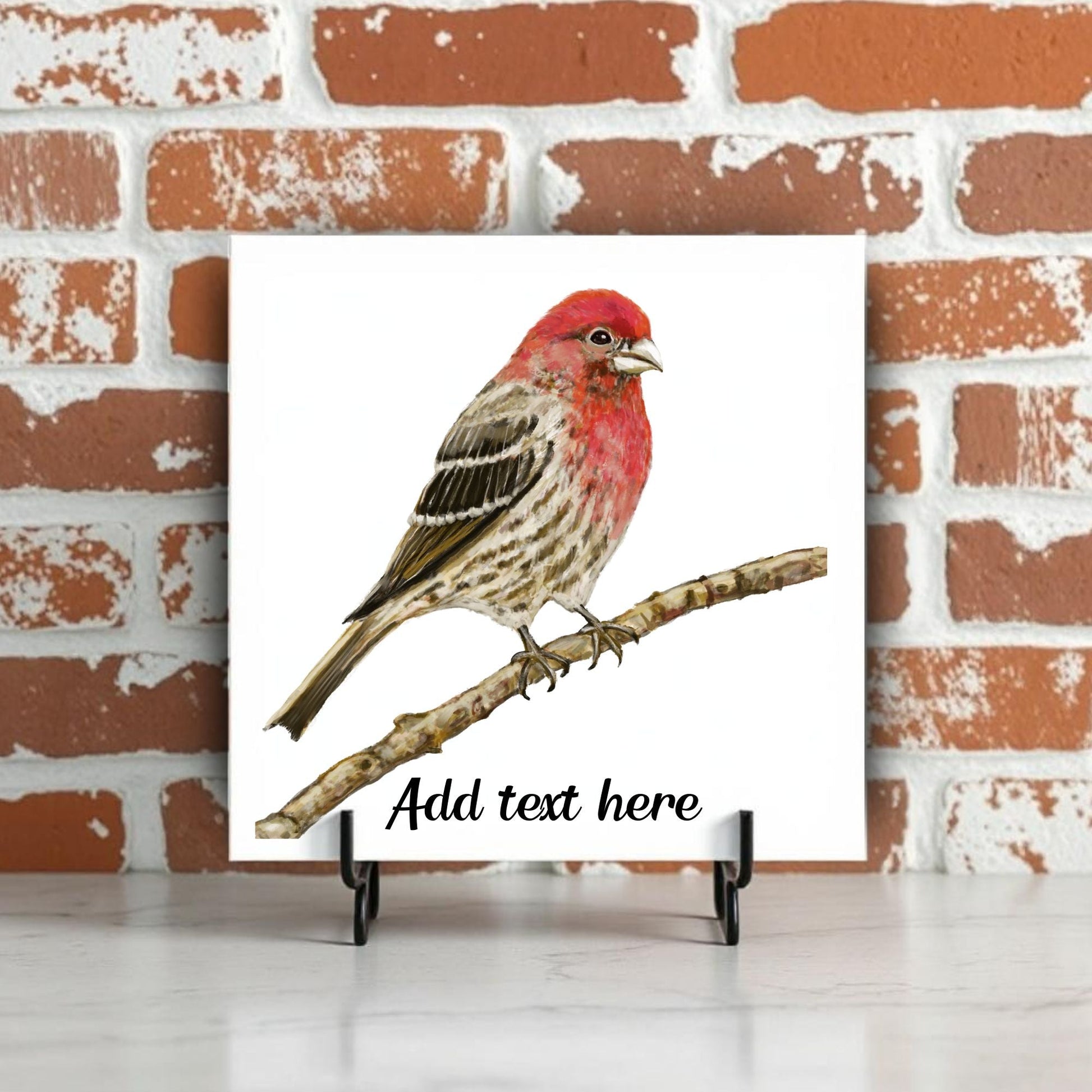 House Finch Ceramic Tile – Handcrafted Bird Lover Decor - MerikaArt