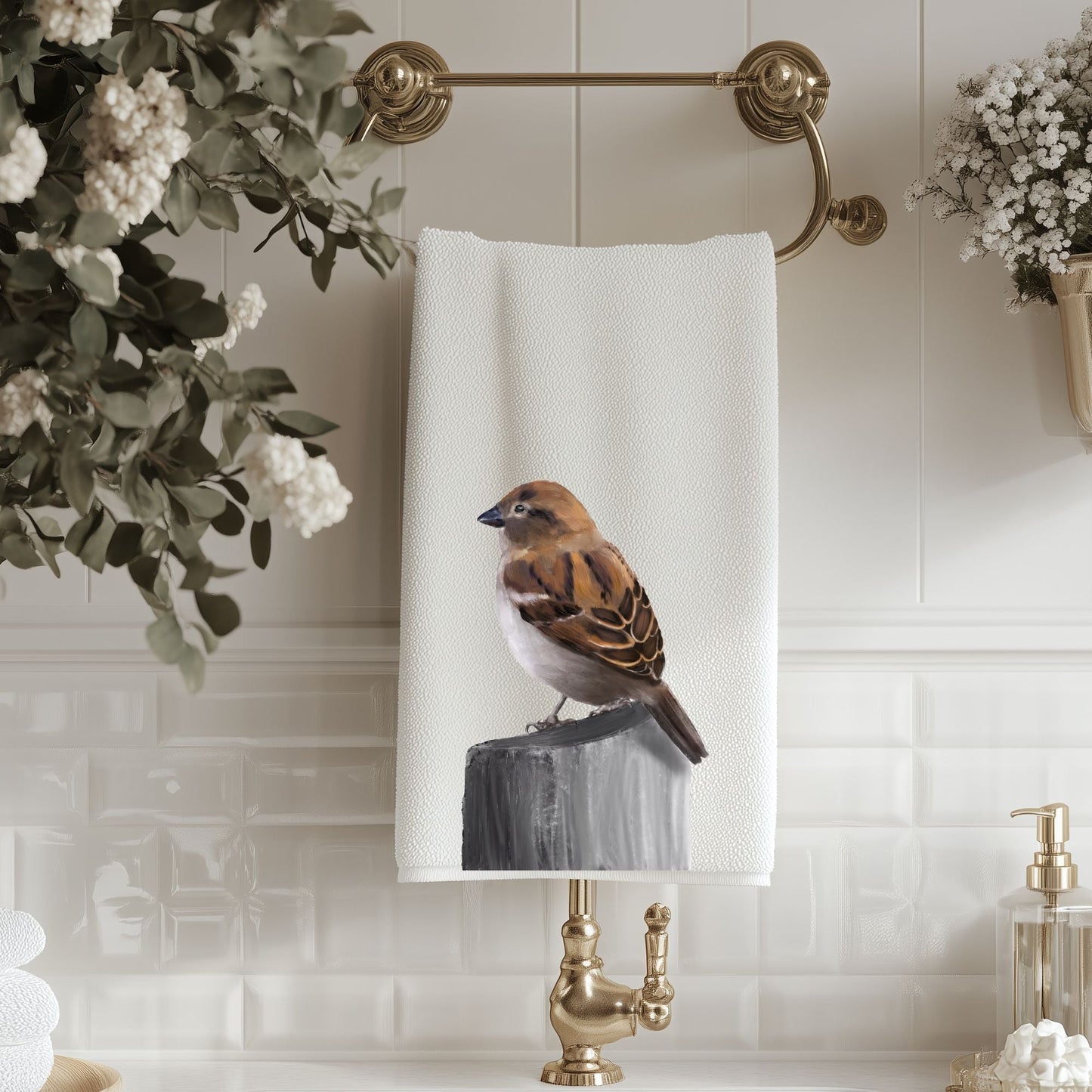 House Sparrow Bathroom Towel - MerikaArt