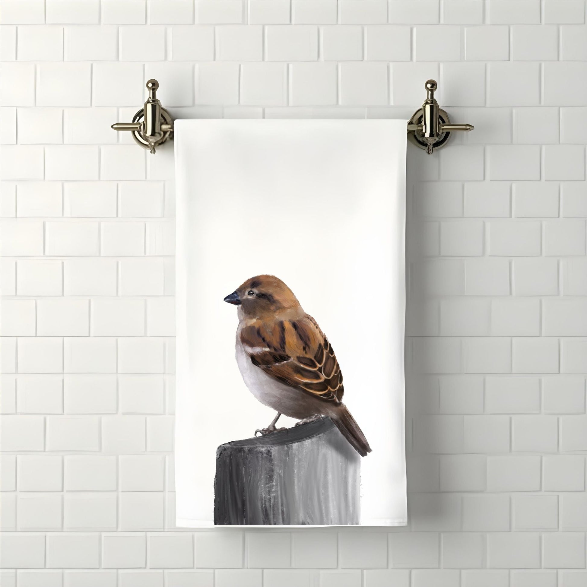 House Sparrow Bathroom Towel - MerikaArt