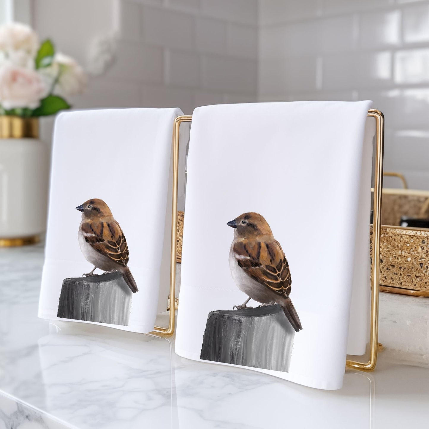 House Sparrow Bathroom Towel - MerikaArt