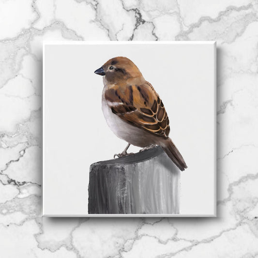 House Sparrow Ceramic Tile - MerikaArt
