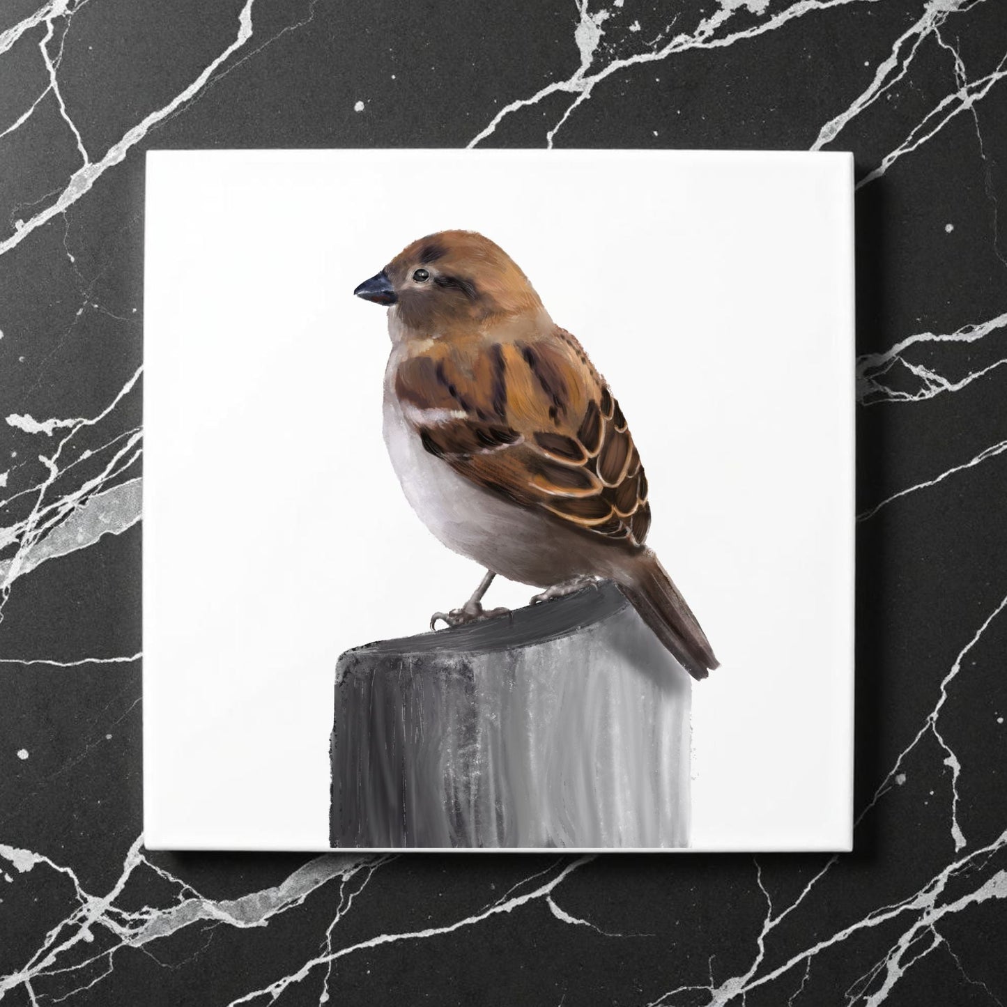 House Sparrow Ceramic Tile - MerikaArt