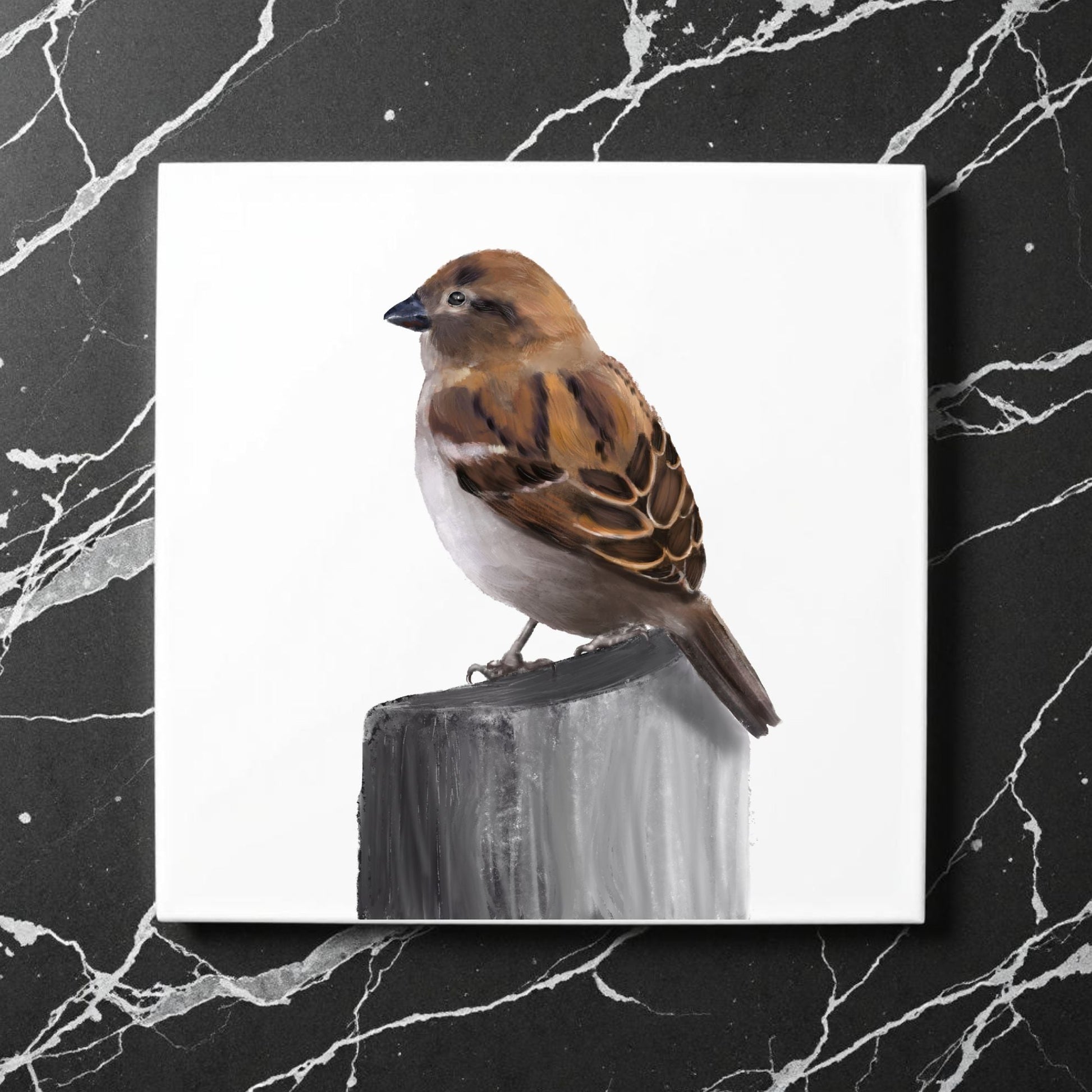 House Sparrow Ceramic Tile - MerikaArt