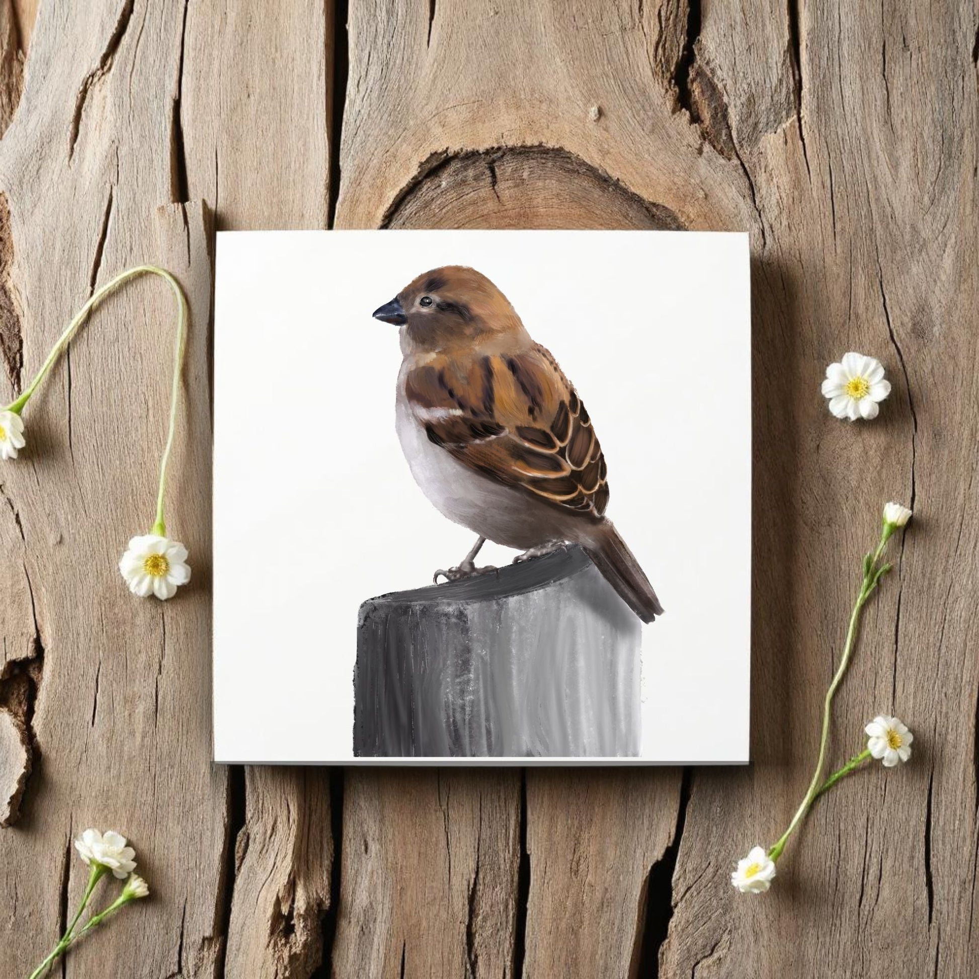 House Sparrow Ceramic Tile - MerikaArt