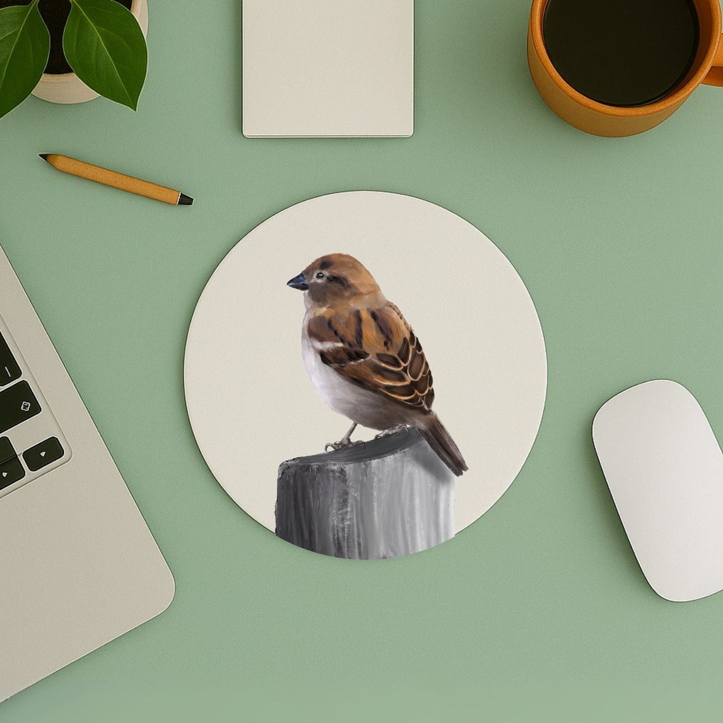House Sparrow Mousepad - MerikaArt