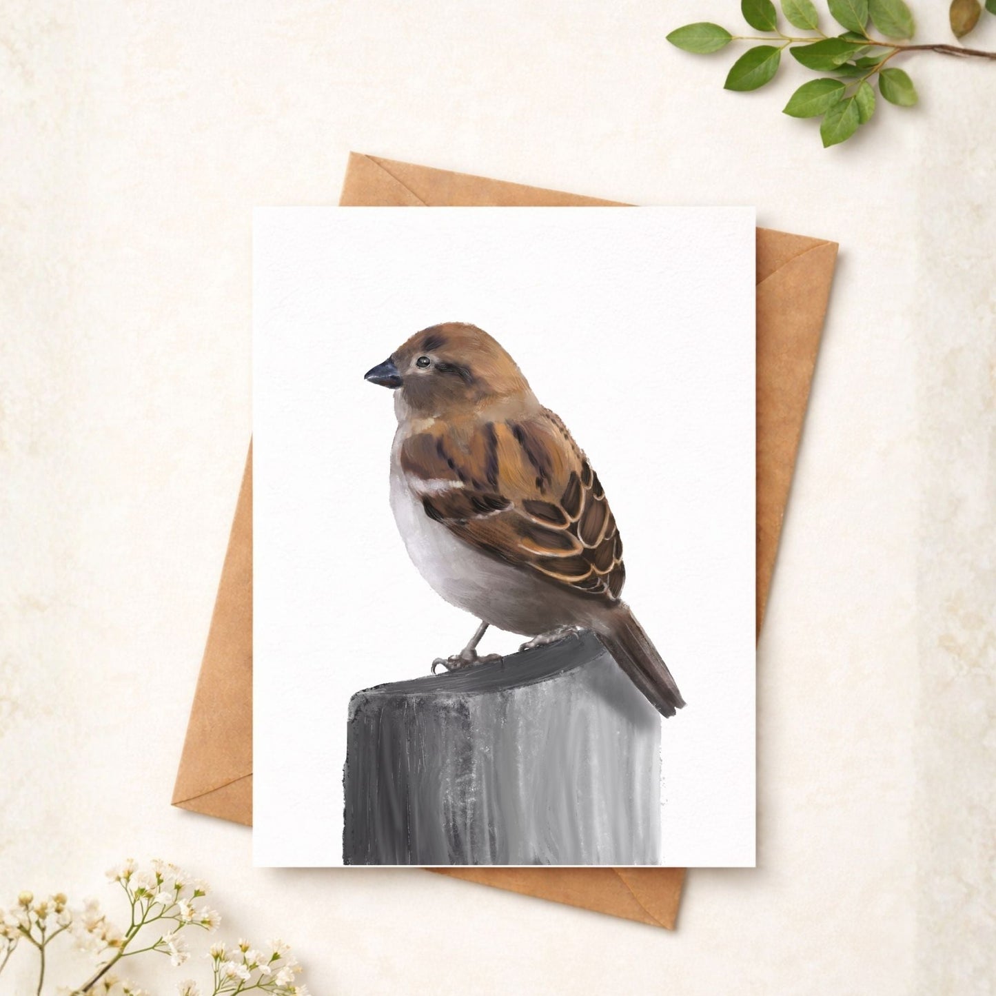 House Sparrow Postcard - MerikaArt