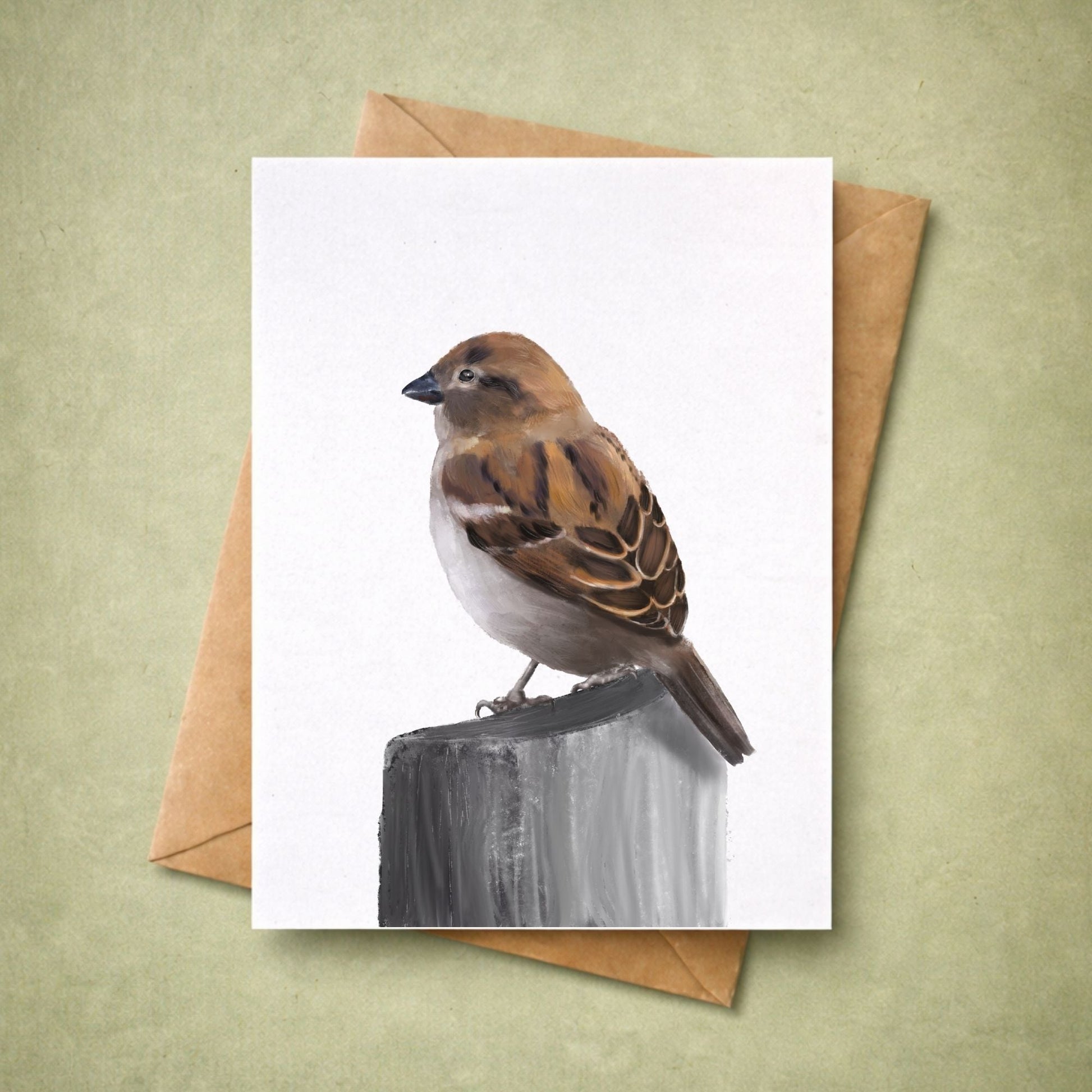 House Sparrow Postcard - MerikaArt