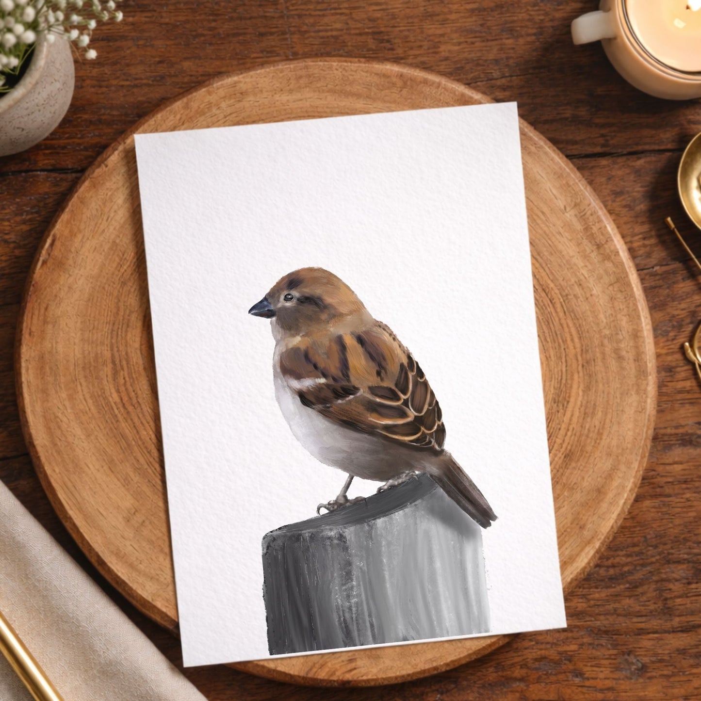 House Sparrow Postcard - MerikaArt
