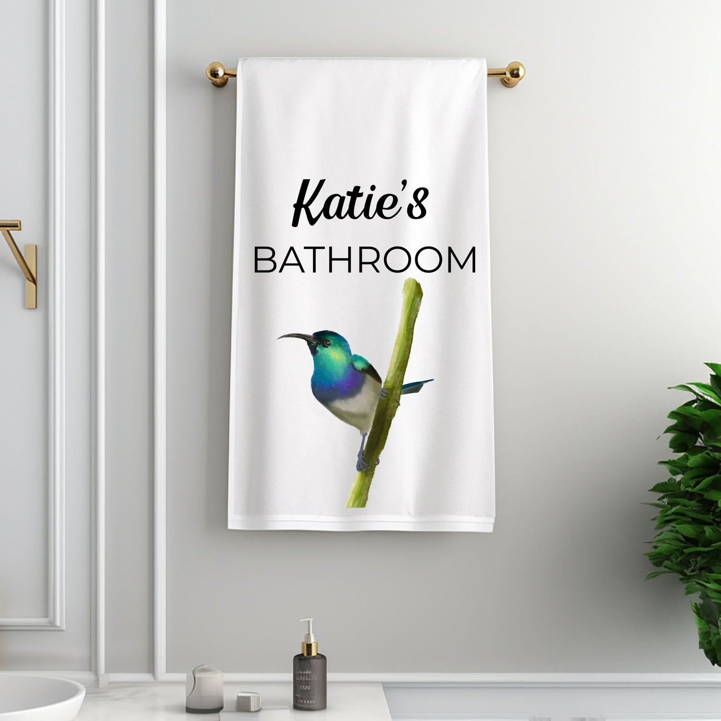 Hummingbird Bathroom Towel - MerikaArt