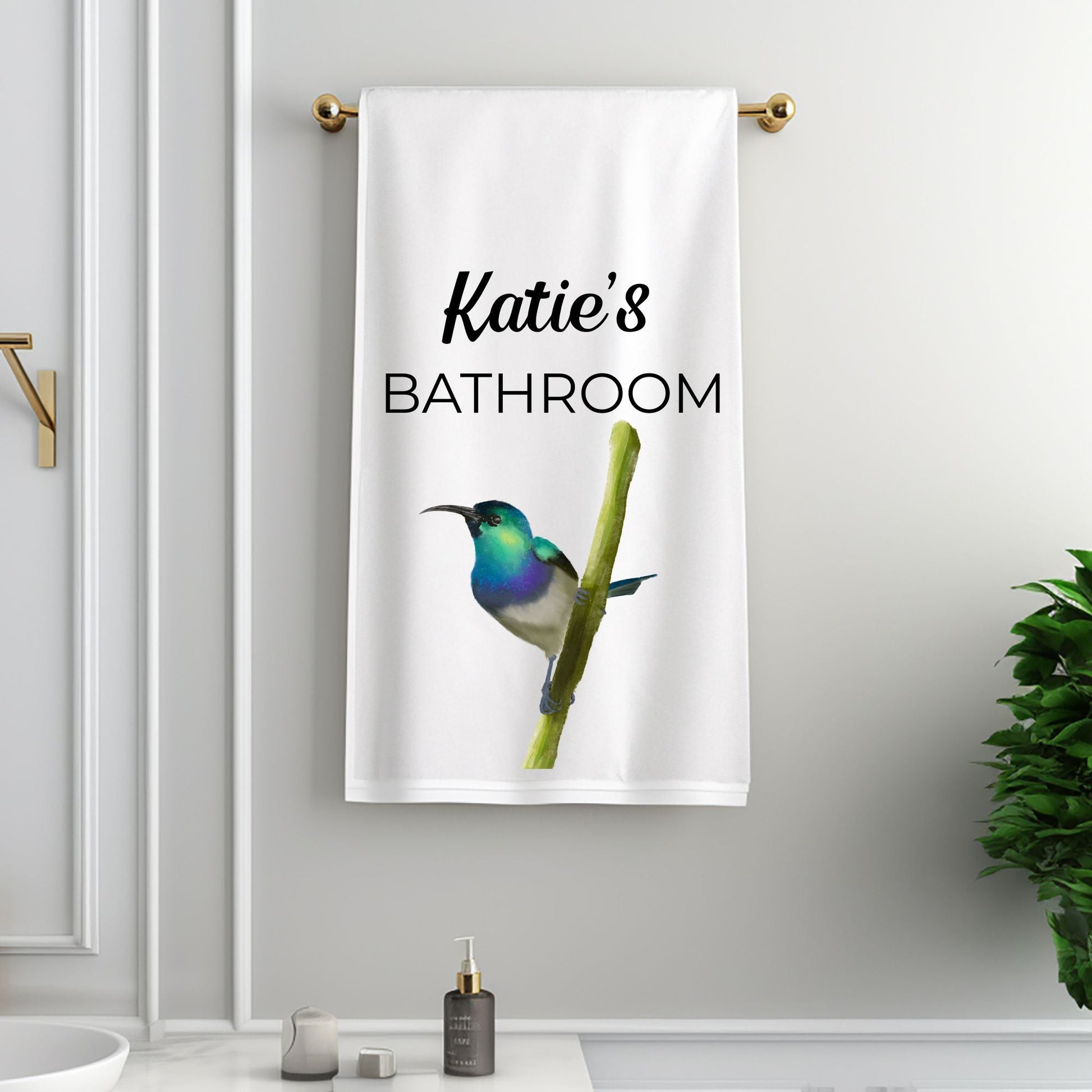 Hummingbird Bathroom Towel - MerikaArt