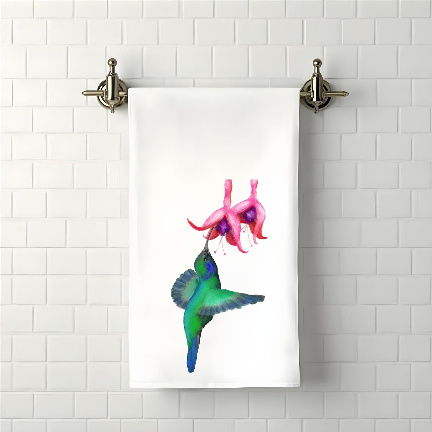 Hummingbird Bathroom Towel - MerikaArt