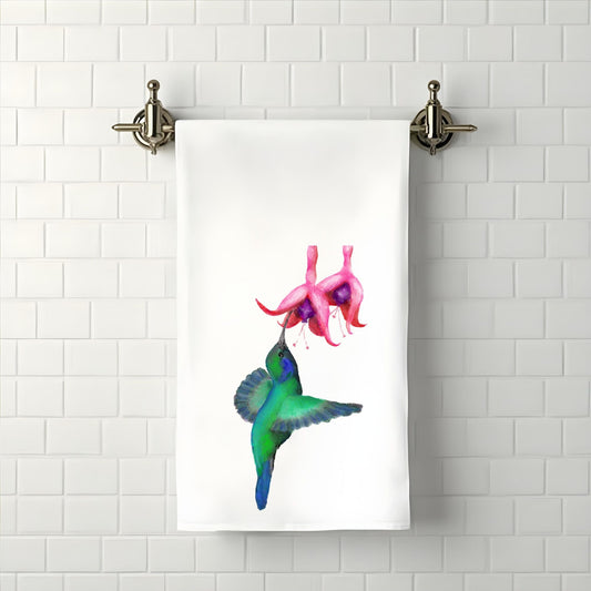 Hummingbird Bathroom Towel - MerikaArt