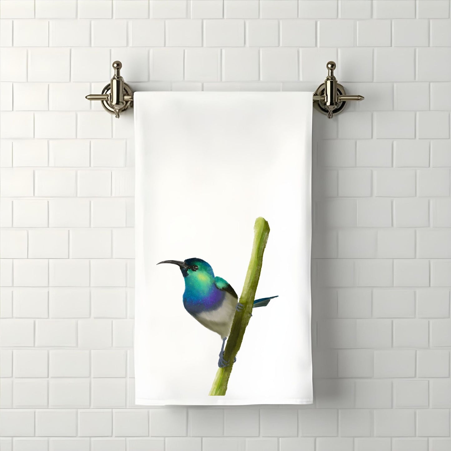 Hummingbird Bathroom Towel - MerikaArt