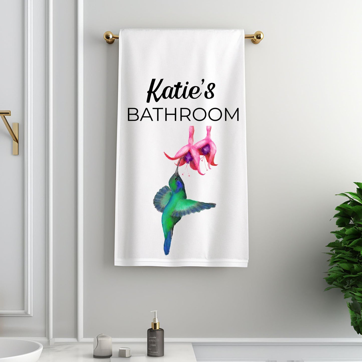 Hummingbird Bathroom Towel - MerikaArt