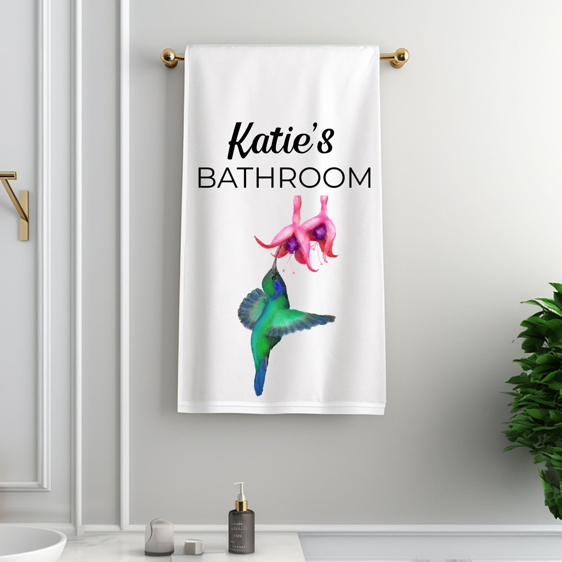 Hummingbird Bathroom Towel - MerikaArt