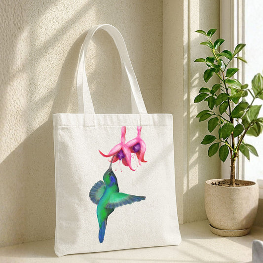 Hummingbird Canvas Tote Bag - MerikaArt